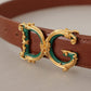 Elegant Leather Belt with Logo Buckle