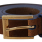 Elegant Suede Leather Belt with Logo Engraved Buckle