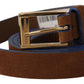 Elegant Suede Leather Belt with Logo Engraved Buckle