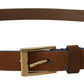 Elegant Suede Leather Belt with Logo Engraved Buckle