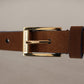 Elegant Suede Leather Belt with Logo Engraved Buckle