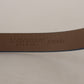 Elegant Suede Leather Belt with Logo Engraved Buckle