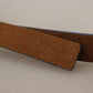 Elegant Suede Leather Belt with Logo Engraved Buckle