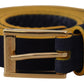Chic Blue Suede Logo Buckle Belt