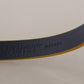 Chic Blue Suede Logo Buckle Belt
