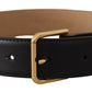 Elegant Black Leather Engraved Buckle Belt