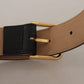 Elegant Black Leather Engraved Buckle Belt