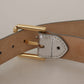Elegant Silver Leather Belt with Engraved Buckle