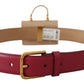Elegant Pink Leather Belt with Headphone Case