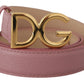 Elegant Pink Leather Belt with Logo Buckle