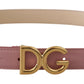 Elegant Pink Leather Belt with Logo Buckle