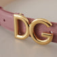 Elegant Pink Leather Belt with Logo Buckle