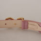 Elegant Pink Leather Belt with Logo Buckle
