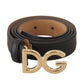 Elegant Black Leather Belt with Logo Buckle