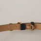 Elegant Black Leather Belt with Logo Buckle
