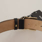 Elegant Black Leather Belt with Engraved Buckle