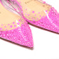 Hot Pink Suede Crystals Flat Point Toe Shoe