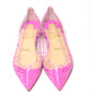 Hot Pink Suede Crystals Flat Point Toe Shoe