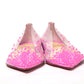 Hot Pink Suede Crystals Flat Point Toe Shoe