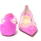 Hot Pink Suede Crystals Flat Point Toe Shoe
