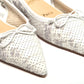 White Perforated Printed Flat Point Toe Shoe
