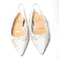 White Perforated Printed Flat Point Toe Shoe