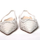 White Perforated Printed Flat Point Toe Shoe