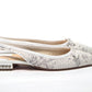 White Perforated Printed Flat Point Toe Shoe