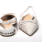 White Perforated Printed Flat Point Toe Shoe