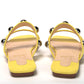 Bright Yellow Silver Wide Strap Studded Flat
