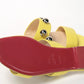 Bright Yellow Silver Wide Strap Studded Flat