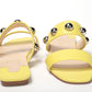 Bright Yellow Silver Wide Strap Studded Flat
