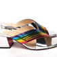 Silver Silver And Rainbow Stripe Mule Sandal