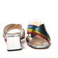 Silver Silver And Rainbow Stripe Mule Sandal