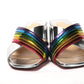Silver Silver And Rainbow Stripe Mule Sandal