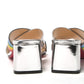 Silver Silver And Rainbow Stripe Mule Sandal
