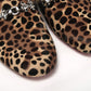 Black Brown Leapord Print Open Back Loafer