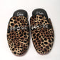 Black Brown Leapord Print Open Back Loafer