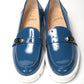 Blue And White Silver Logo Lock Boat Shoe
