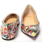 Silver Multi Print Embellished Flat Patent Point Shoe
