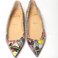 Silver Multi Print Embellished Flat Patent Point Shoe