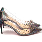 Black Pearlescent Heel Pvc Spikes Sandal