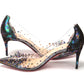 Black Pearlescent Heel Pvc Spikes Sandal