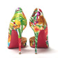 Multicolor Flower Printed High Heels Pumps Shoes
