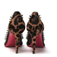 Brown Silver Leopard  Nappa And Mesh Studded High Heels Pumps