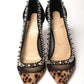Brown Silver Leopard  Nappa And Mesh Studded High Heels Pumps