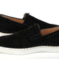Black Pik Boat Flat Veau Shoes