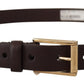 Elegant Dark Brown Leather Belt