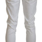 Chic White Cotton Blend Trousers