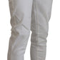 Chic White Cotton Blend Trousers